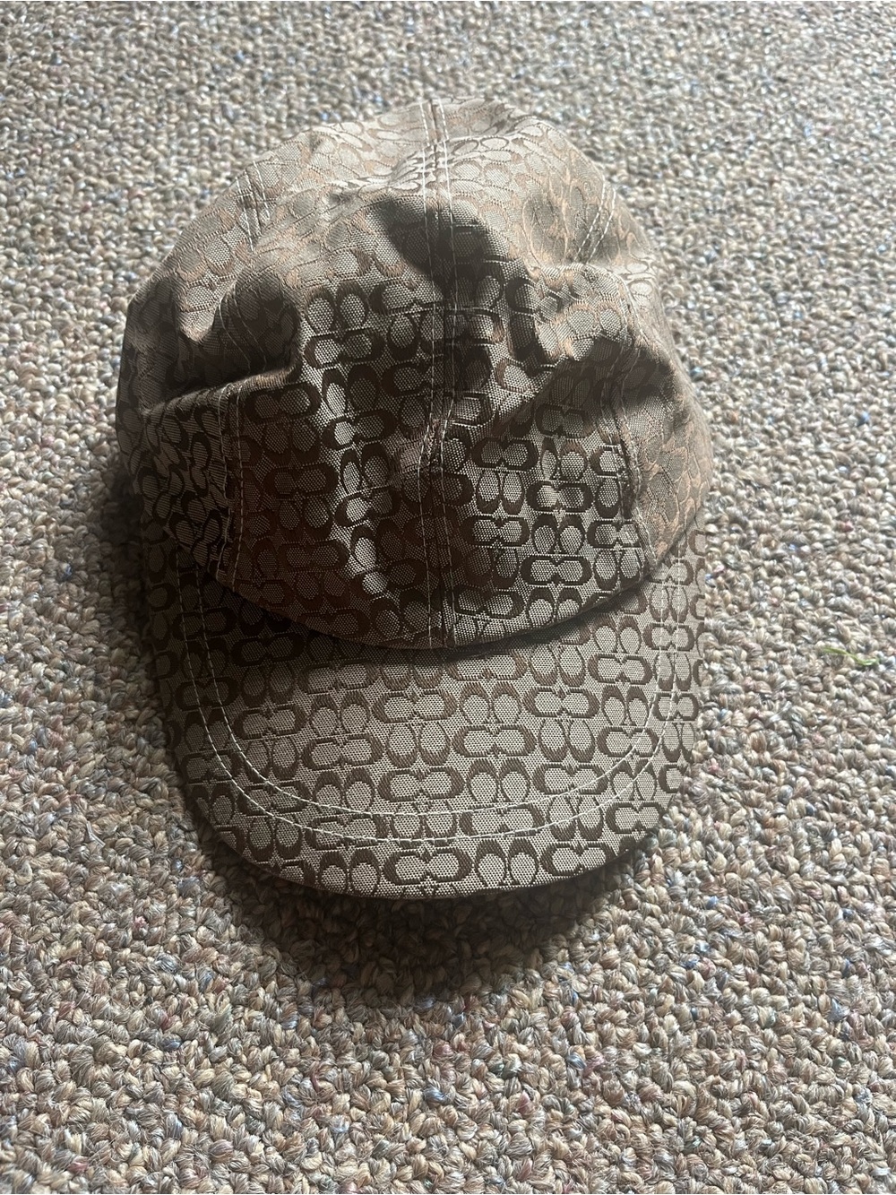 Coach Monogram Cap in Beige and Brown
